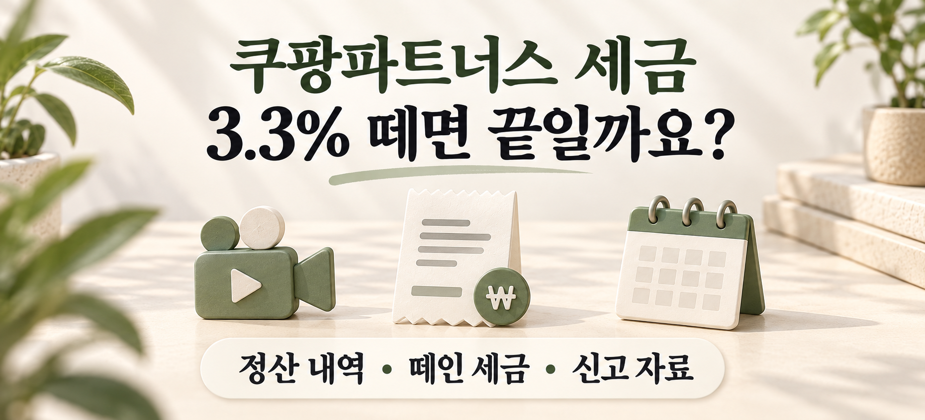 쿠팡파트너스 3.3%와 신고 안내 일러스트