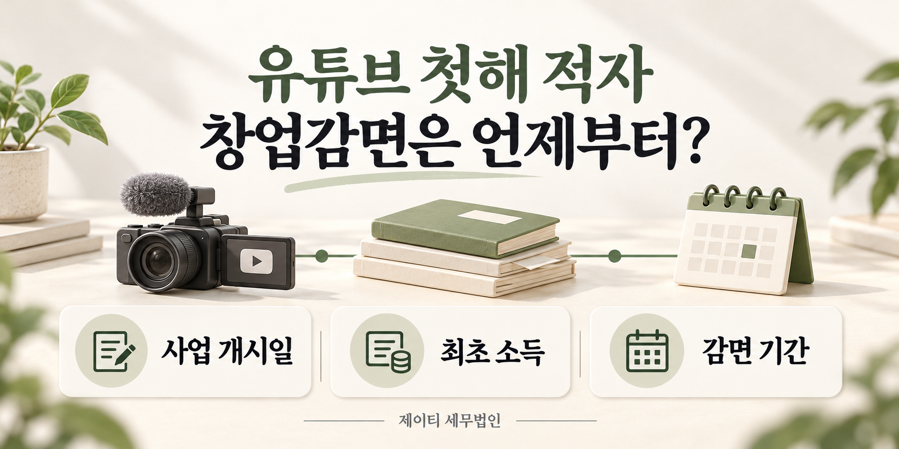 유튜브 첫해 적자일 때 사업 개시일, 최초 소득, 감면 기간을 차례로 확인하는 안내